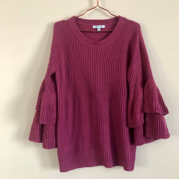 She and Sky Sweaters - Nwot she + sky ruffle sleeve Sweater size small